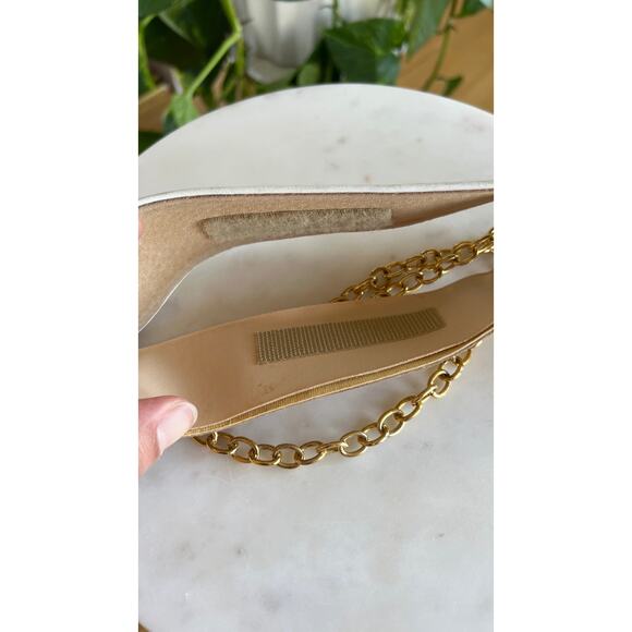 Vintage 1980s NWT Belt 80s White Leather Gold Chain Escada Style Belt Volup
